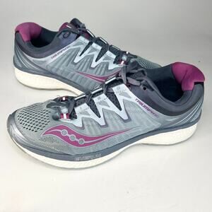 Saucony Triumph ISO 4 Running Sneakers Shoes Fog Grey Silver Purple Women 10